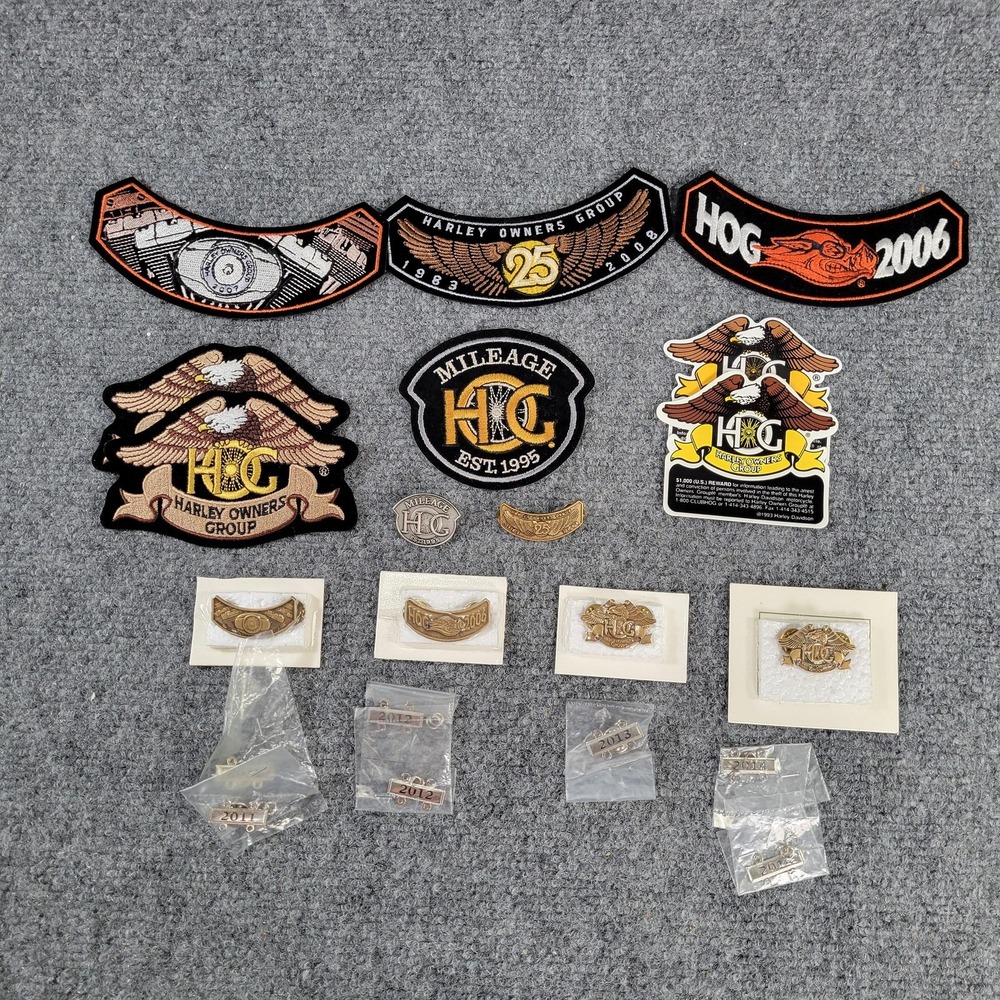 Harley Davidson HOG Owners Group Embroidered Patch Pin Lot Mileage 1993-2014‎